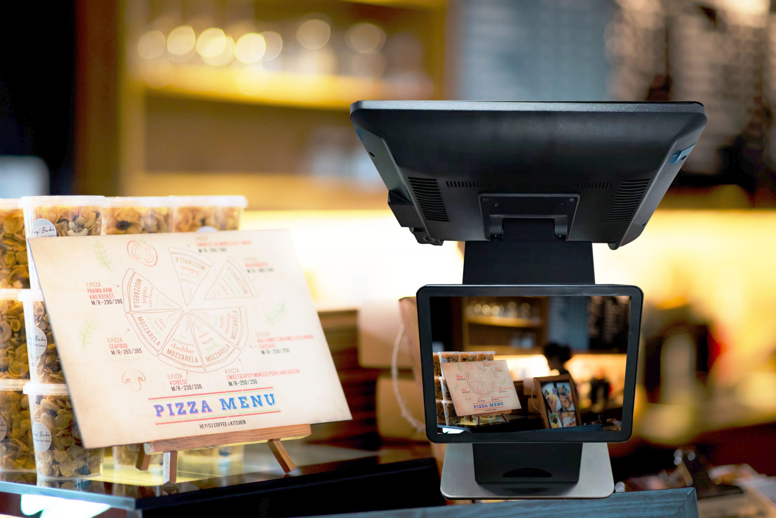 customiz printer stand for pos terminal with dual screen and receipt printer