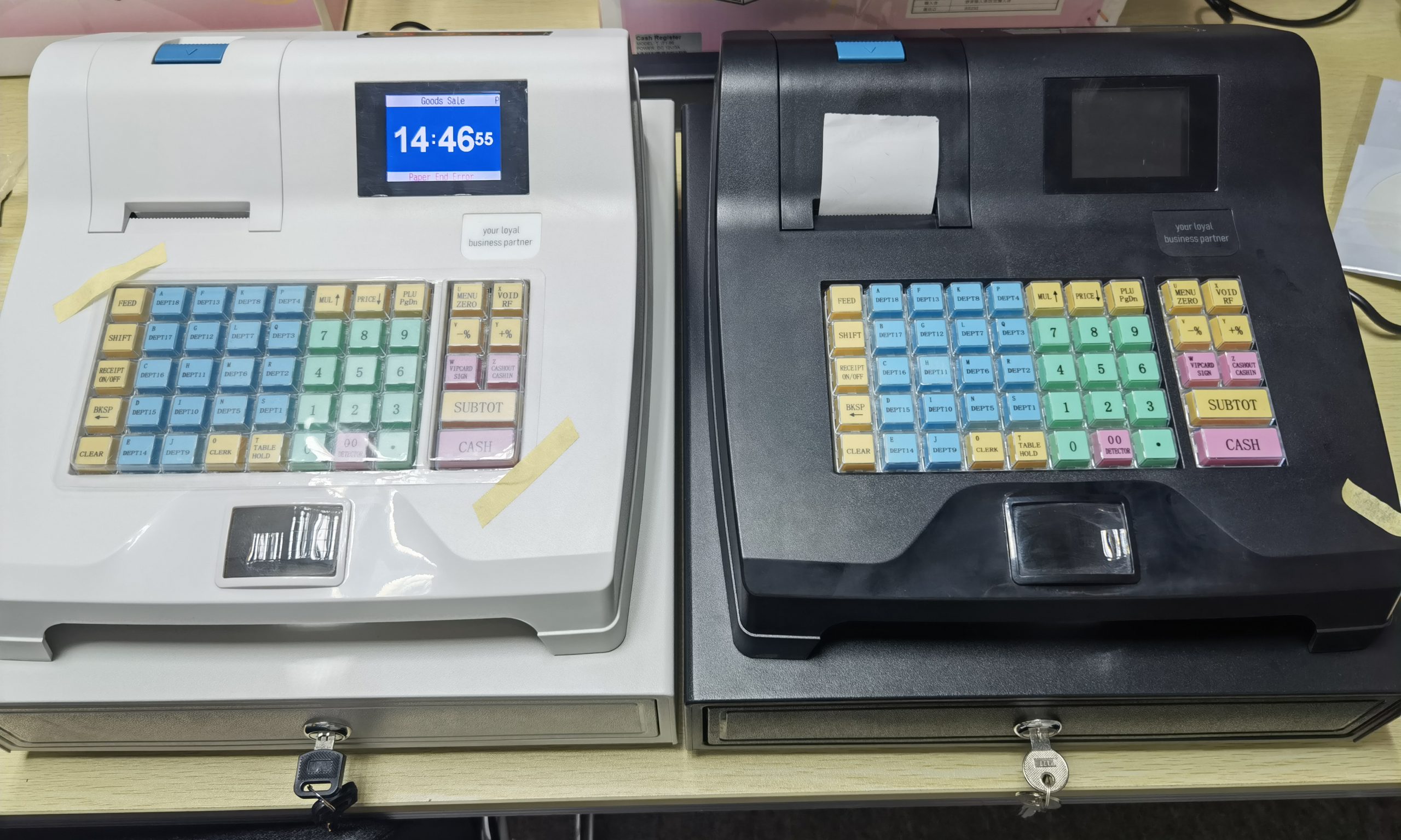 e760 white & black color cash register machine